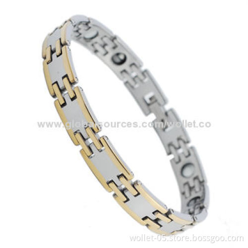 Tungsten Germanium Bracelet with IP Gold Plating, for Businessman, Simple and Fashionable